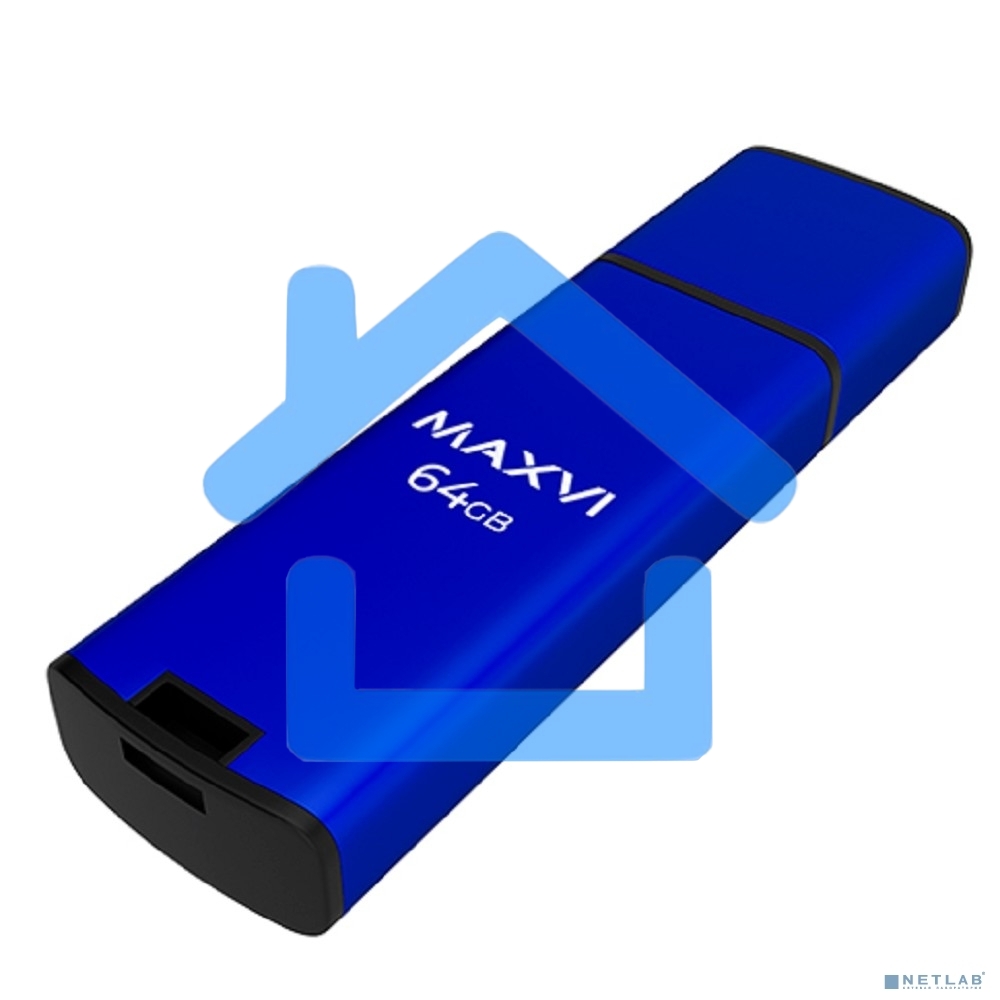 Флешка USB R/W Maxvi MP2 64Gb USB 2.0 black, монолит с колпачком, ABS пластик + металл