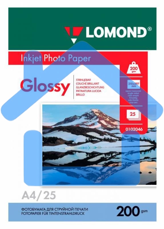 Фотобумага LOMOND Одностороняя Глянцевая, 200г/м2,A4 (21X29,7)/25л. для струйной печати