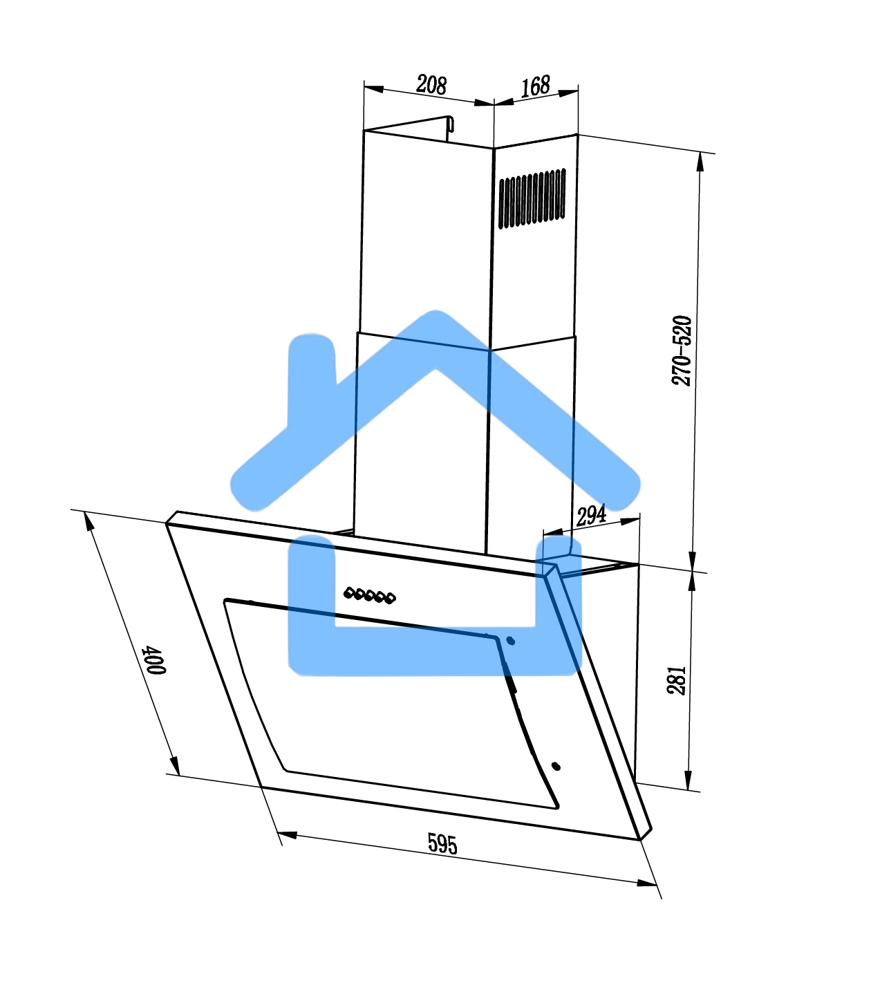 Вытяжка наклонная LEX MIKA GS 600 IVORY, 60 см, 850 куб. м/ч, 46 дБ