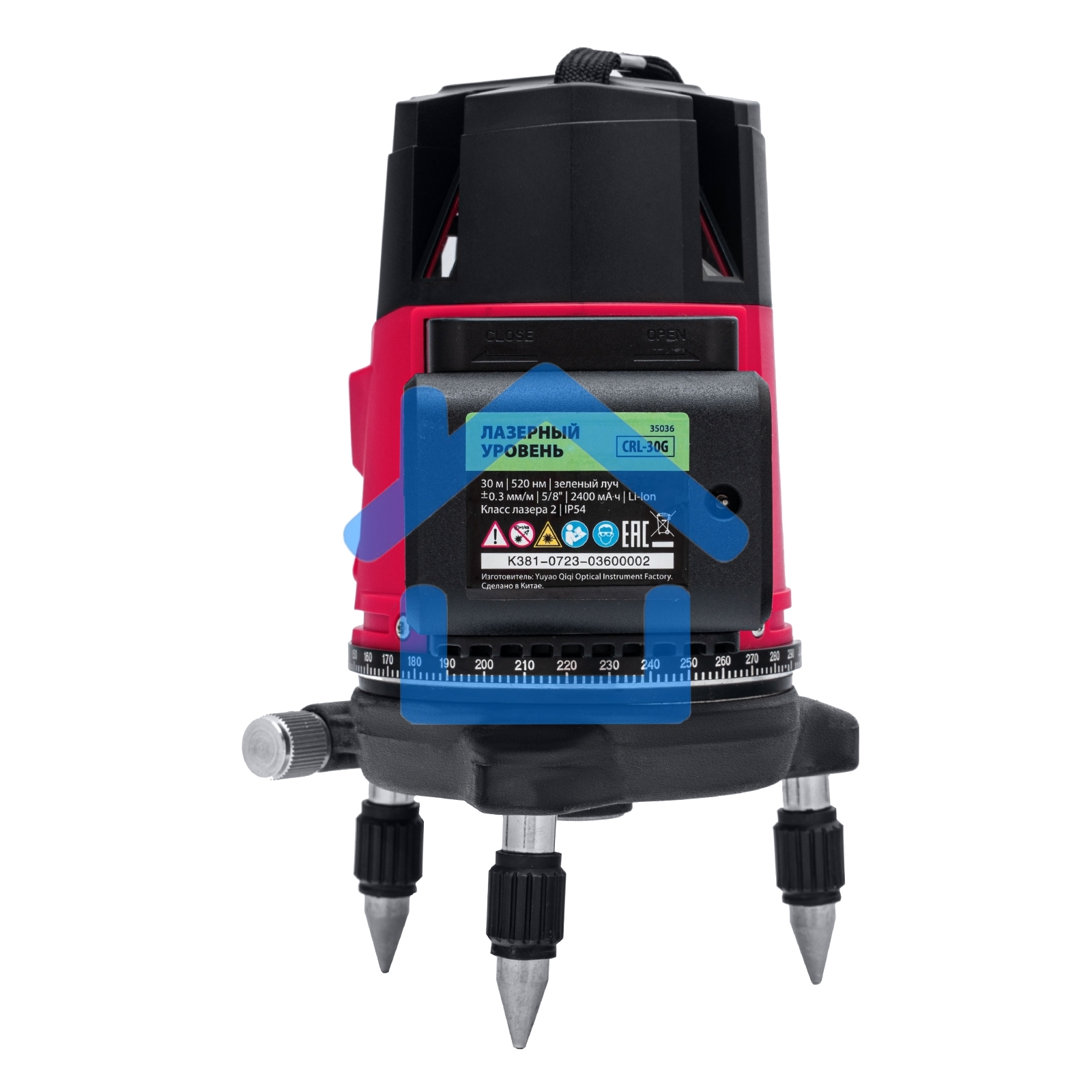 Лазерный уровень CRL-30G, 30 м, зеленый луч, акк. Li 2400 mah, резьба 5/8