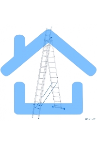 Лестница, 3 х 14 ступеней, алюминиевая, трехсекционная, Россия Сибртех 97824