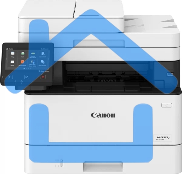 МФУ лазерное Canon i-Sensys MF453dw (5161C007), A4, ч/б, печ. 38 стр/мин., скан. до 38 стр/мин (ч/б) 13 стр/мин (цвет), 1200 x 1200 dpi (принтер) 600x600dpi (сканер), USB, RJ-45, Wi-Fi, Air Print, Mopria