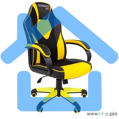Кресло игровое Chairman game 17 экопремиум, черный/желтый, Россия