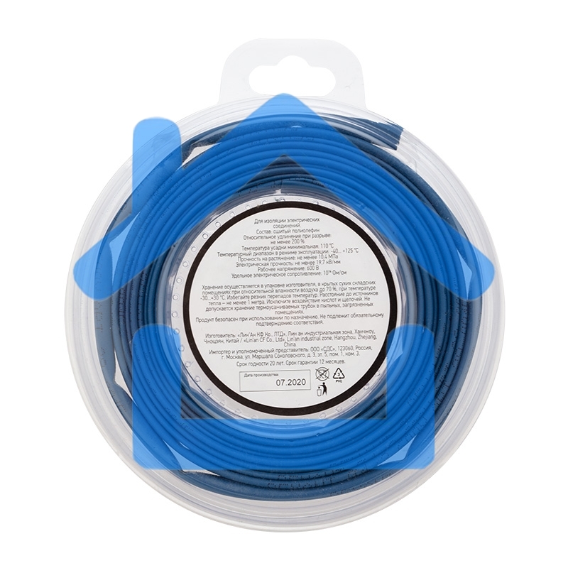 Трубка термоусаживаемая 4,0/2,0 мм синяя, ролик 2,44 м Rexant