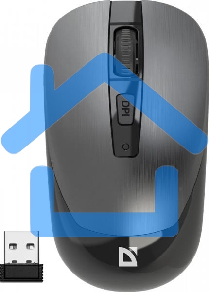 Мышь беспроводная Defender Wave MM-995 серебристый, 1600 dpi, радиоканал, USB, кнопки - 4