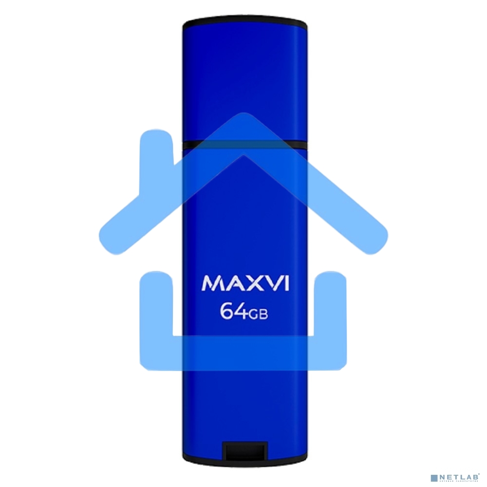 Флешка USB R/W Maxvi MP2 64Gb USB 2.0 black, монолит с колпачком, ABS пластик + металл