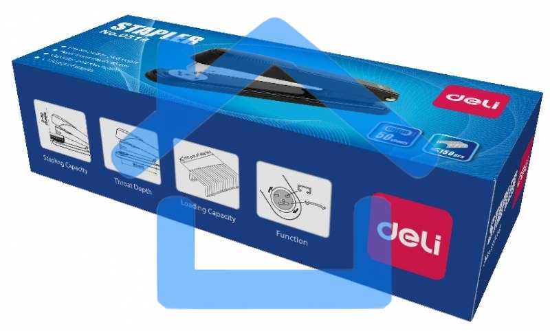 Степлер Deli E0314 24/6 24/8 26/6 (50 листов), ассорти, 150 скоб, металл, коробка