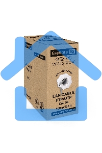 Кабель ExeGate FTP 4 пары кат.5e CCA, 24AWG, экран, бухта 100м, серый, PVC