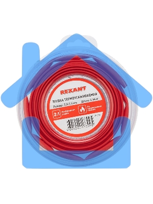 Трубка термоусаживаемая 5,0/2,5 мм красная, ролик 2,44 м Rexant