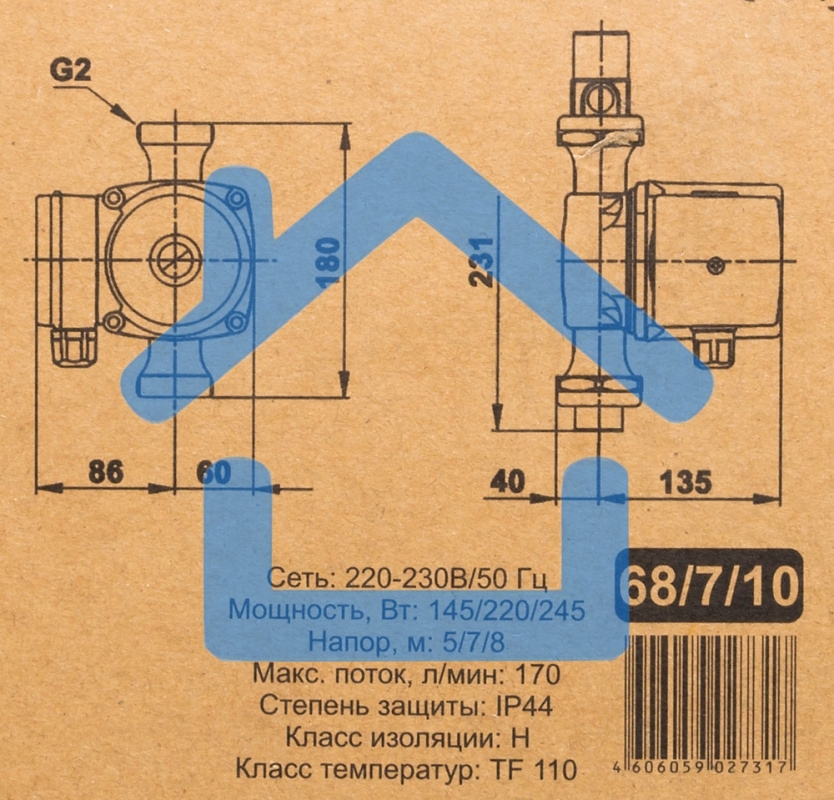 Циркуляционный насос Вихрь Ц-32/8 СТАНДАРТ 68/7/10
