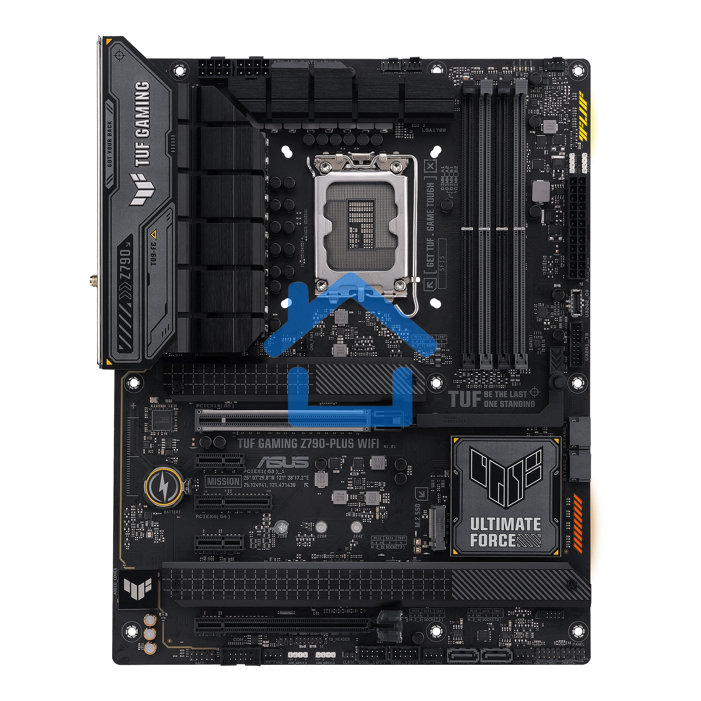 Материнская плата ASUS TUF GAMING Z790-PLUS WIFI, LGA 1700, Intel Z790, 4xDDR5, 4xSATA, 4xM.2, 1xPCIe 5.0 x16, 1xPCIe 4.0 x4, 2xUSB-A 3.2 Gen 2, 4xUSB-A 3.2 Gen 1, 1xUSB-C 3.2 Gen 2, 1xUSB-C 3.2 Gen 2x2, 1x2.5Gb LAN, 5x3.5 мм, 7.1, Standard-ATX
