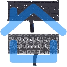 Клавиатура для ноутбука MacBook A1369 2011+ черная с подсветкой, плоский ENTER