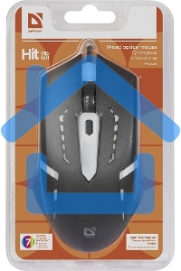 Мышь проводная Defender Hit MB-601 черный, 1200 dpi, USB, кнопки - 4
