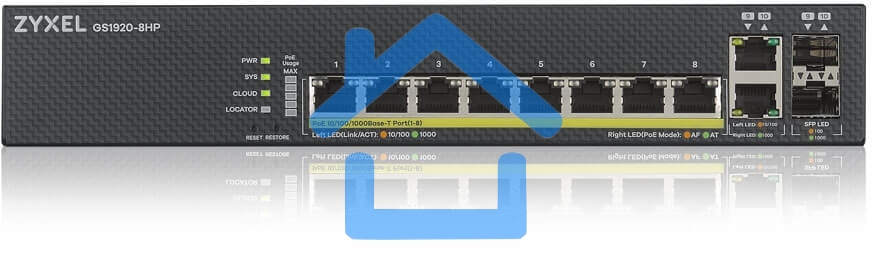 Коммутатор Zyxel NebulaFlex GS1920-8HPV2-EU0101F 8G 8PoE+ 130W управляемый