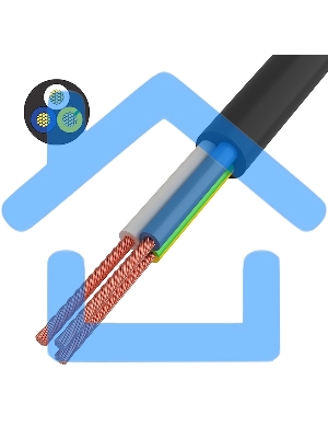 Провод соединительный ПВС 3x0,75 мм², черный, длина 50 метров, ГОСТ 7399-97 Rexant