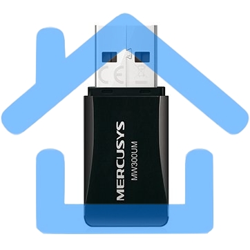 Сетевой адаптер USB2.0 адаптер Mercusys MW300UM, 300Мбит/с, компактный