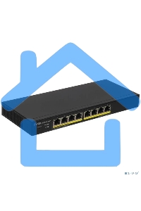 Коммутатор Smart L2 PoE+ Zyxel GS1900-8HP, 8xGE PoE+, настольный, бесшумный, бюджет PoE 70 Вт