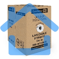 Кабель ExeGate FTP 4 пары кат.5e медь, 24AWG, экран, бухта 305м, серый, PVC