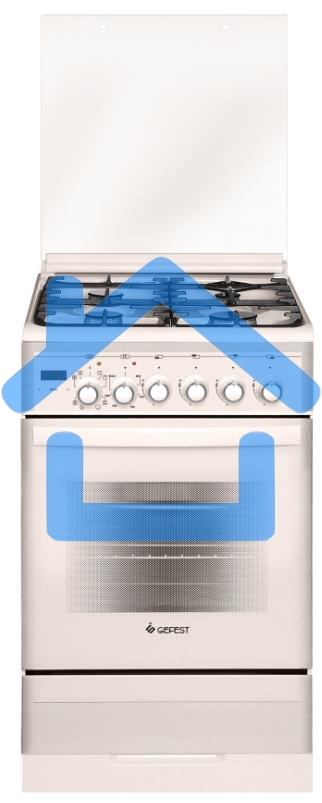 Плита комбинированная Gefest ПГЭ 5302-04 0267 бежевый, конфорок 4 газовых, духовка 55 л, 50 см x 85 см x 58.5 см