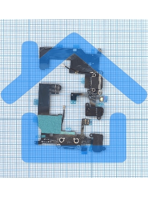 Шлейф разъема питания с аудио-разъемом для iPhone 5 черный