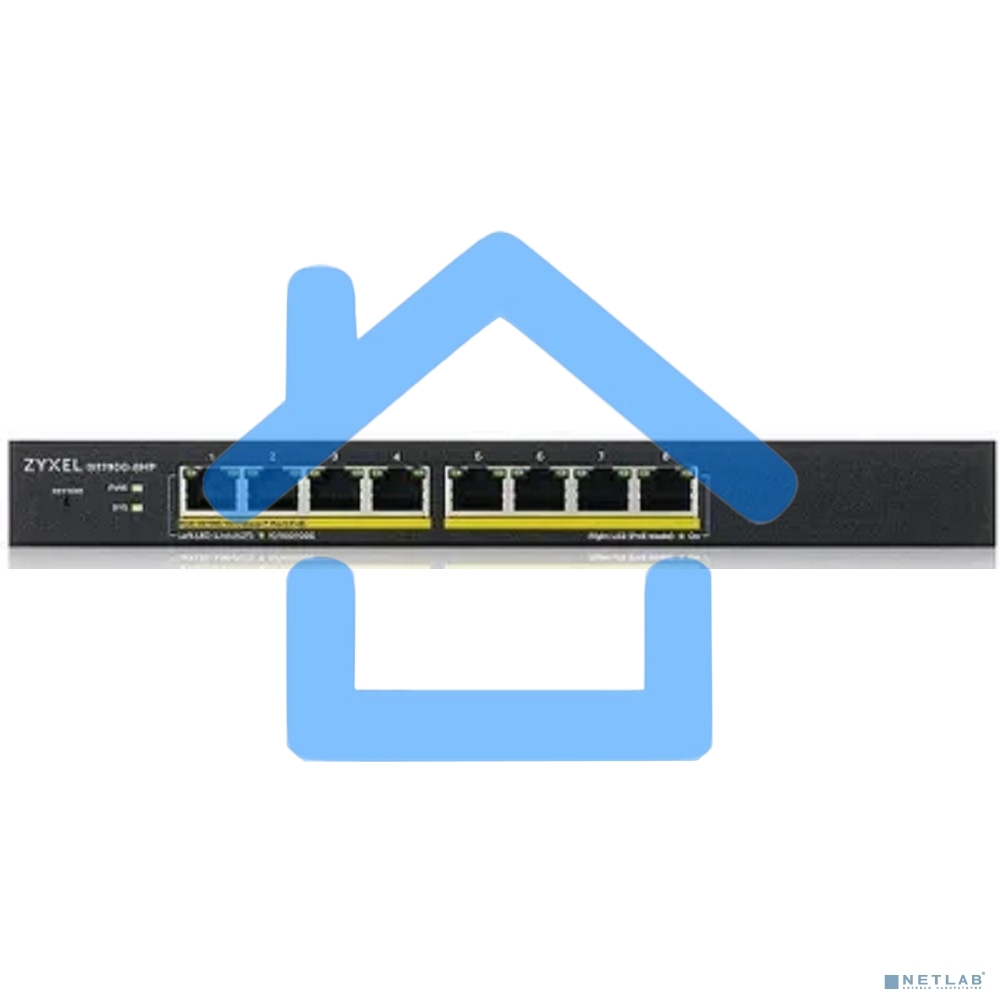 Коммутатор Smart L2 PoE+ Zyxel GS1900-8HP, 8xGE PoE+, настольный, бесшумный, бюджет PoE 70 Вт