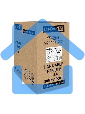 Кабель ExeGate FTP 4 пары кат.6 медь, 23AWG, экран, бухта 305м, серый, PVC