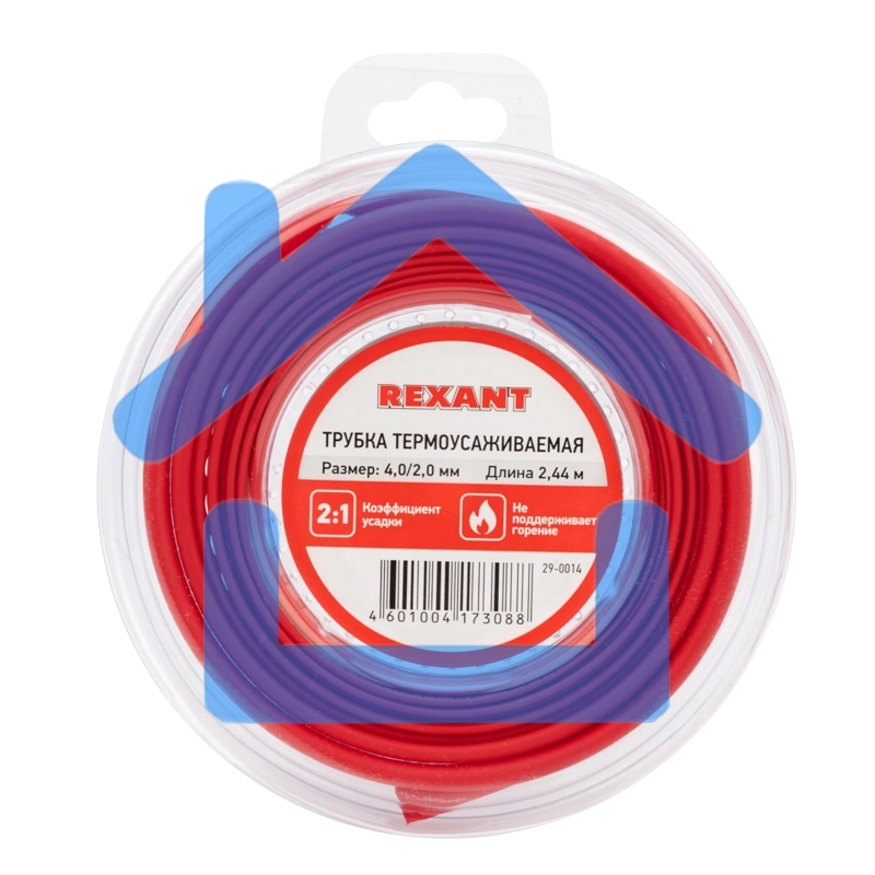 Трубка термоусаживаемая 4,0/2,0 мм красная, ролик 2,44 м Rexant
