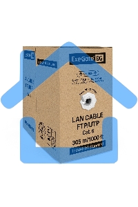 Кабель ExeGate FTP 4 пары кат.6 медь, 23AWG, экран, бухта 305м, серый, PVC