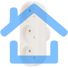 Тройник электрический линейный 6-10 А без заземления белый Rexant