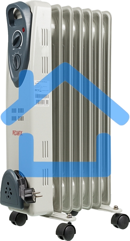 Обогреватель масляный Ресанта ОМ- 7Н (7 секций), белый, 1500 Вт, 15 м2, термостат 67/3/7