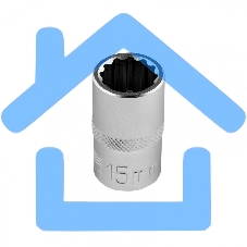 Головка торцевая, 15 мм, 12-гранная, CrV,под квадрат 1/2