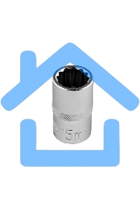 Головка торцевая, 15 мм, 12-гранная, CrV,под квадрат 1/2