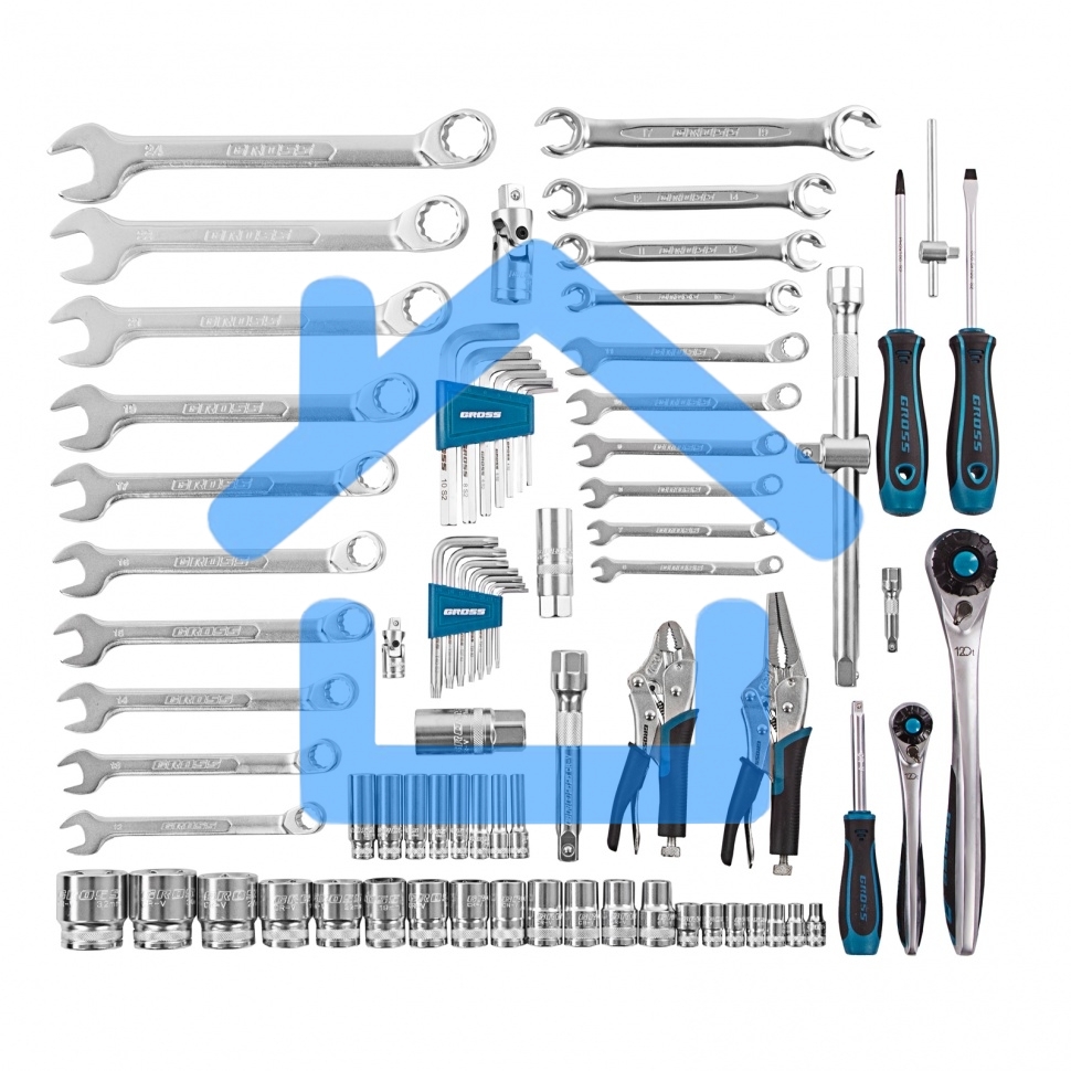 Набор инструментов Gross 78 пред., 120 зубьев, CrV, 1/4, 1/2 14148