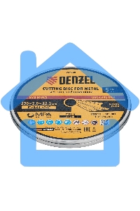 Круг отрезной по металлу Denzel 230 х 2,0 х 22,2 мм, A36TBF, в метал. банке, 5 шт.