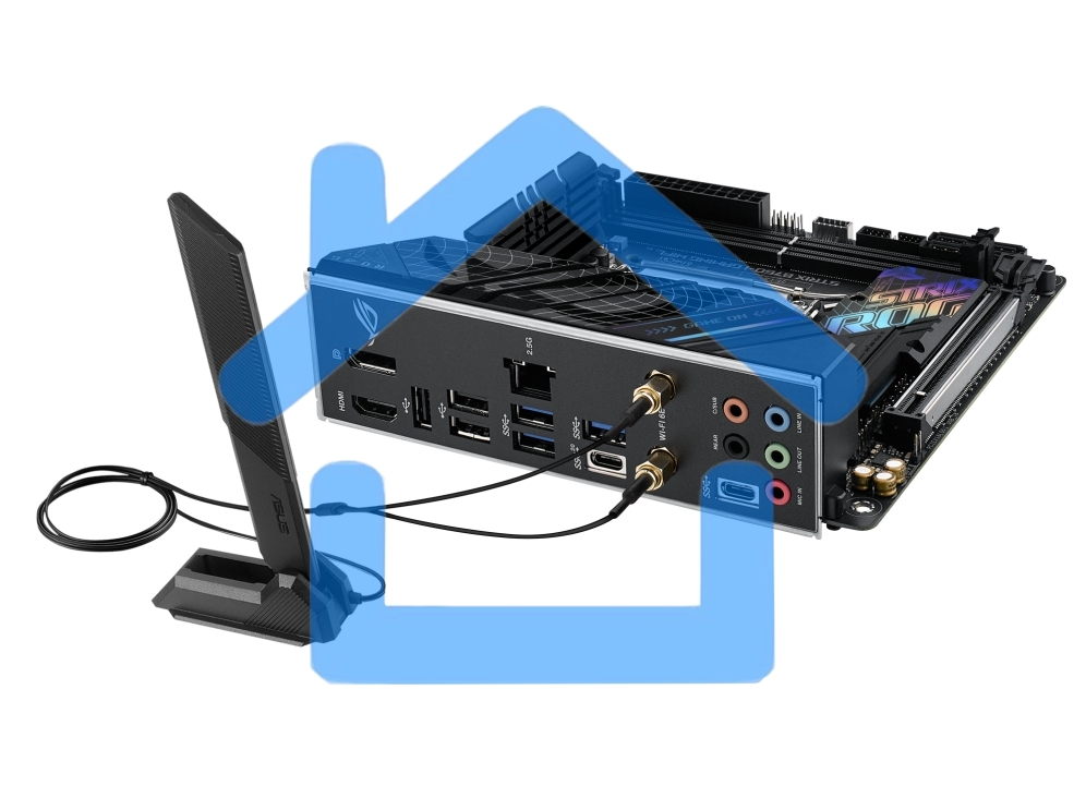 Материнская плата ASUS ROG STRIX B760-I GAMING WIFI, LGA 1700, Intel B760, 2xDDR5, 4xSATA, 2xM.2, 1xPCIe 5.0 x16, 1xHDMI, 1xDP, 1x 2.5Gb LAN, 3xUSB-A 2.0, 3xUSB-A 3.2 Gen 1, 1xUSB-C 3.2 Gen 1, 1xUSB-C 3.2 Gen 2x2, 5x3.5 мм, 7.1, Mini-ITX