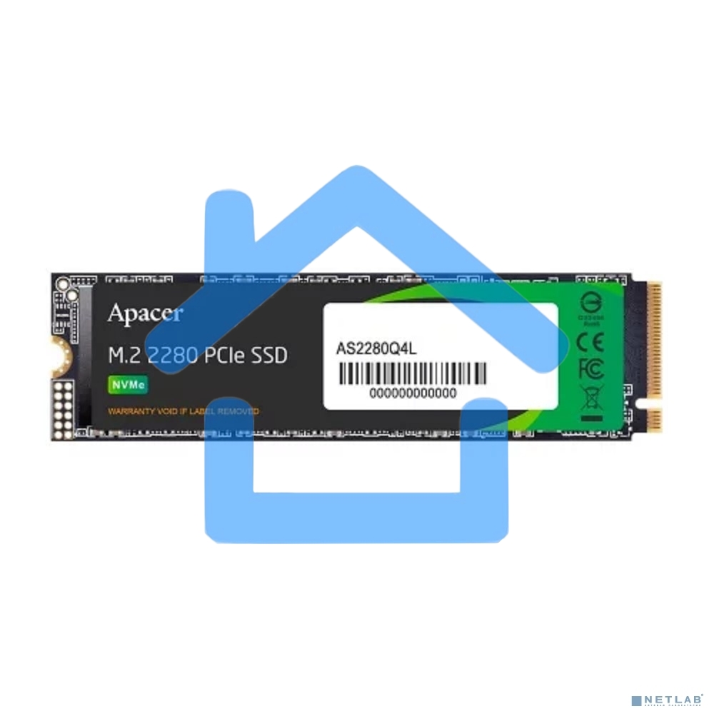 Накопитель SSD Apacer AS2280Q4L, 256Gb, M.2 2280, PCIe Gen4x4, NVMe 1.4, R/W 3300/1300