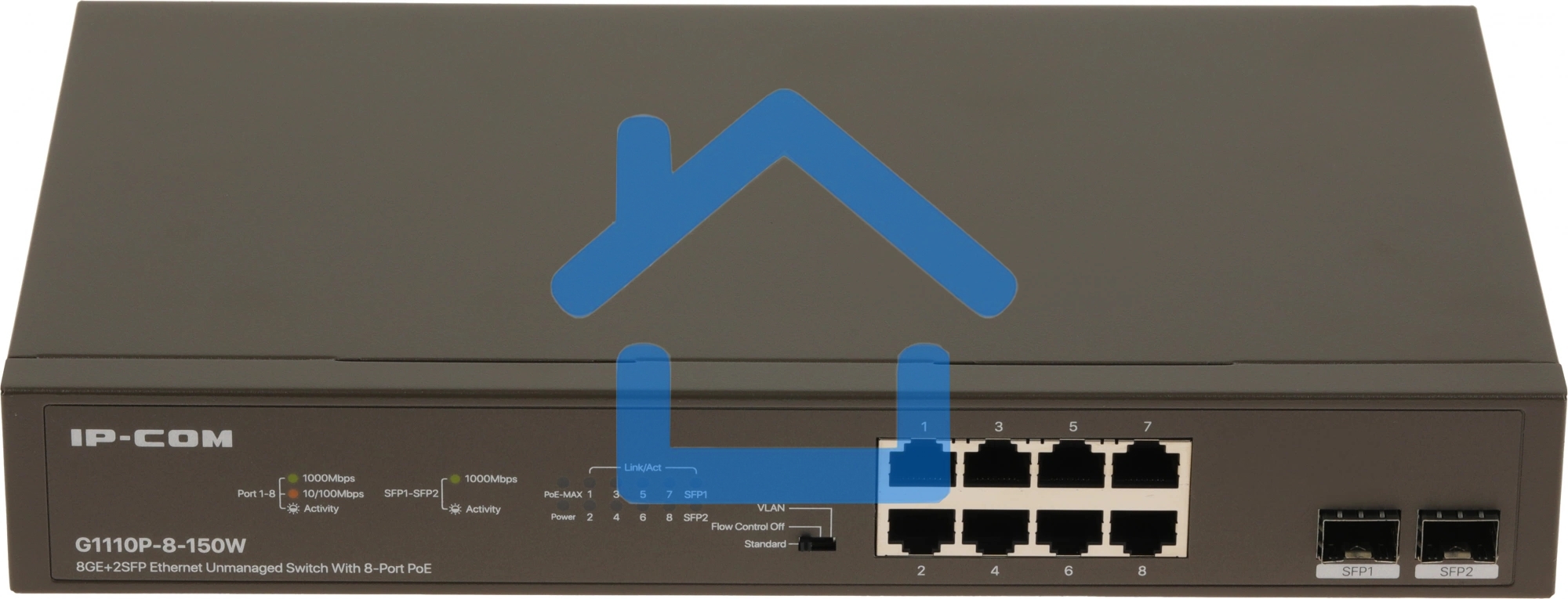Неуправляемый коммутатор IP-COM G1110P-8-150W Ethernet 8GE+2SFP С 8-Портовым PoE