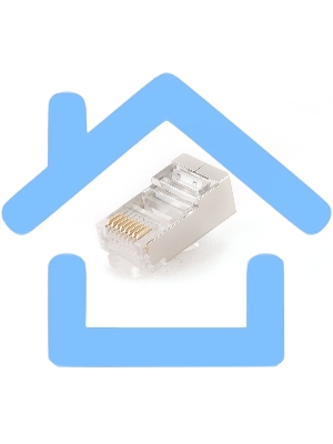 Вилка RJ-45 (8P8C) PLUG5SP/10 универсальная кат.5e экранированная, контакты 30 микродюймов