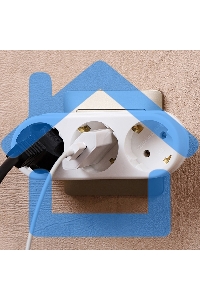 Тройник электрический линейный 6-10 А без заземления белый Rexant