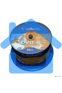 Диск DVD-R Verbatim 4.7Gb 16x Cake Box (50шт) Printable (43533)