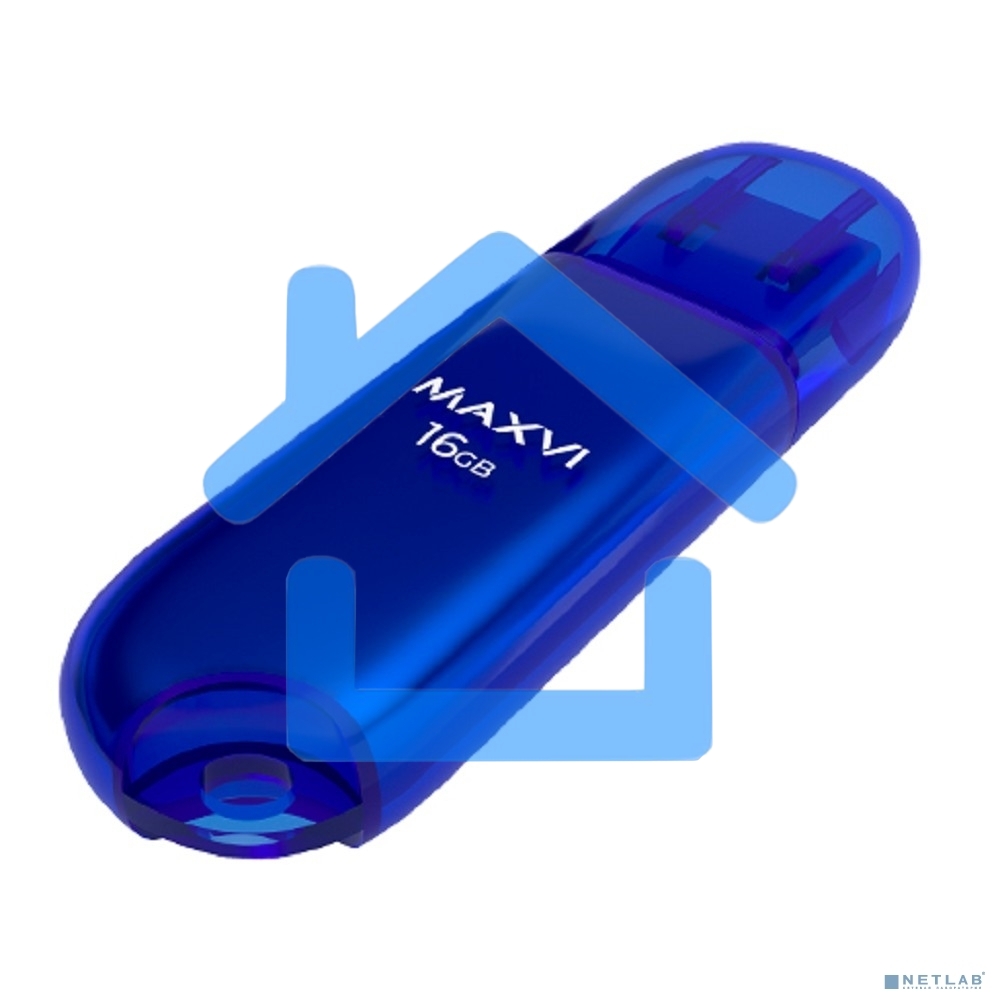 Флешка USB R/W Maxvi P1 16Gb USB 2.0 blue, монолит с колпачком, ABS пластик