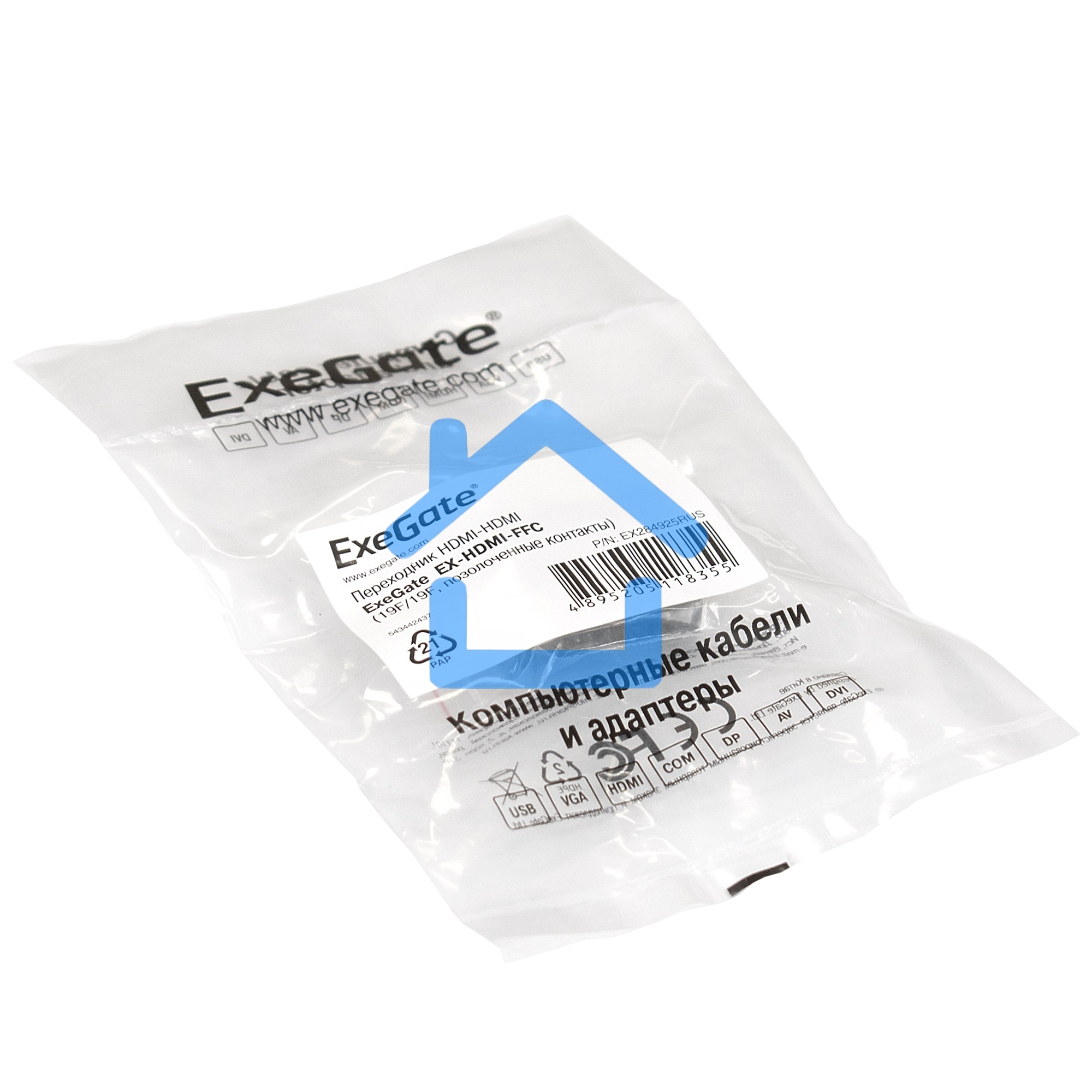 Переходник Exegate EX284925RUS HDMI-HDMI EX-HDMI-FFC (19F/19F, позолоченные контакты)