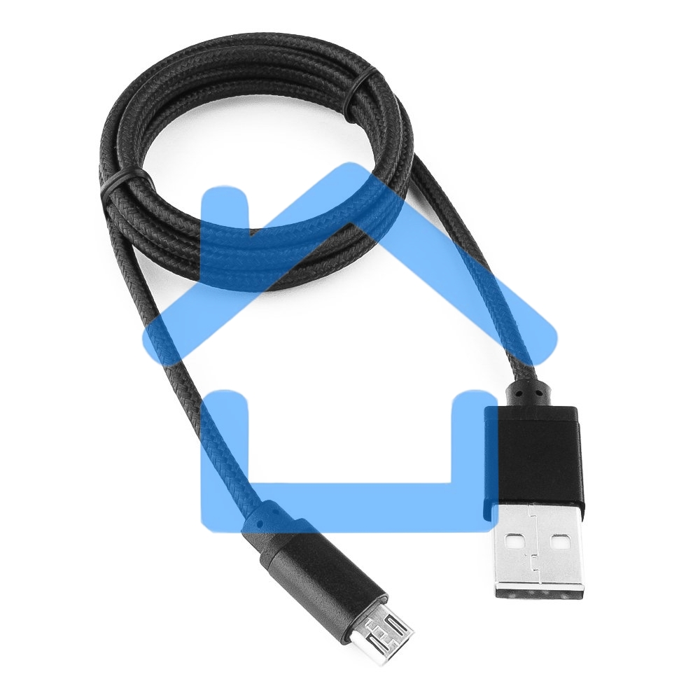 Кабель Gembird USB 2.0 Cablexpert CC-mUSB2bk1m, AM/microBM 5P, 1м, нейлоновая оплетка, алюминиевые разъемы, черный, пакет