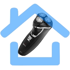 Электробритва Centek CT-2176 черный/хром ротор, 3 плавающие головки, аккумулятор + работа от сети, триммер