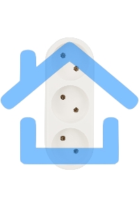 Тройник электрический линейный 6-10 А без заземления белый Rexant