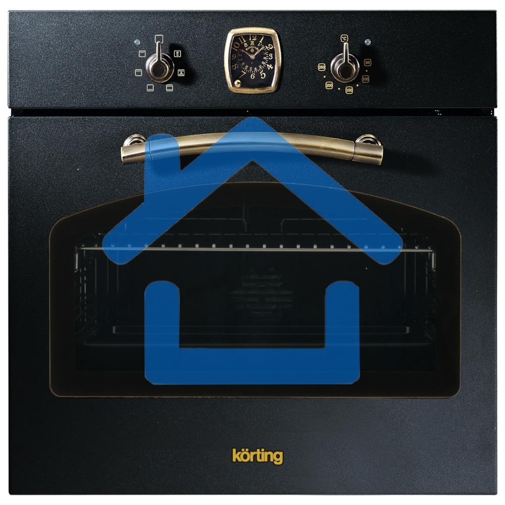 Встраиваемая электрическая духовка Korting OKB 460 RN / 59.8 х 59.5 x 56 см, 6 режимов нагрева, аналоговые часы в классическом стиле Frank Muller, таймер, черный+бронза
