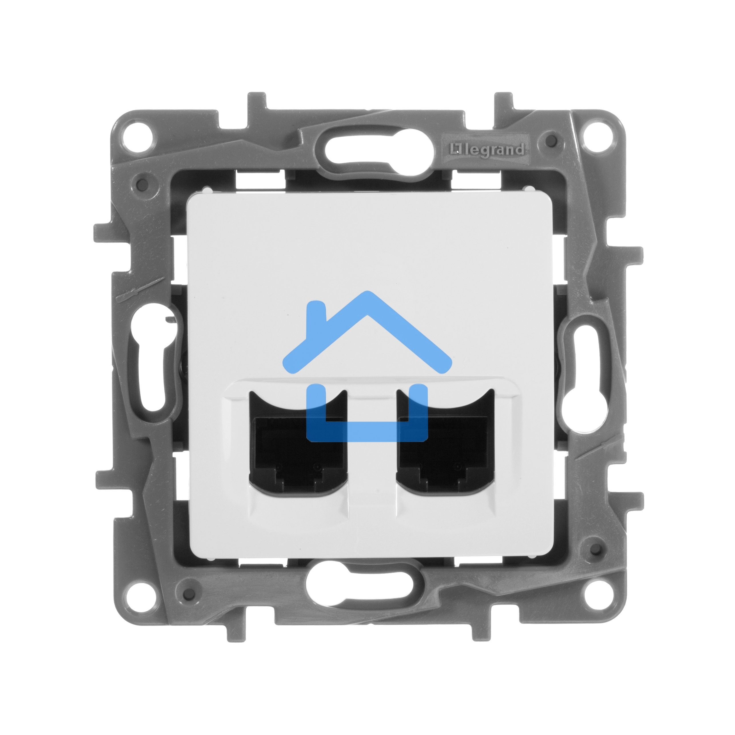 Двойная розетка RJ 45 - категория 5е - UTP - Etika - белый