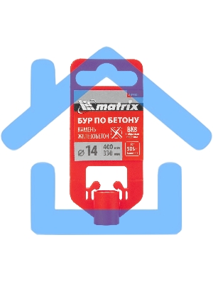 Бур по бетону Matrix, 14 x 400 мм, SDS PLUS c крестовой пластиной