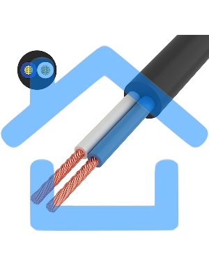 Провод соединительный ПВС 2x0,75 мм², черный, длина 10 метров, ГОСТ 7399-97 Rexant