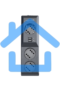 Сетевой фильтр Surge protector Pilot 3G 3xGP euro outlets, 10А/2.2кВа, 2xUSB, 7m, черный